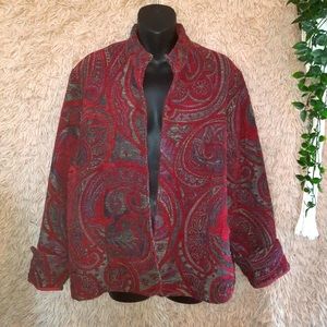 Coldwater Creek Floral Jacket Blazer Jacquard multi-coloured tapestry knit.Large